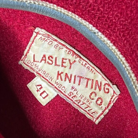 American Vintage 50s 60s Lasley Knitting Letterman Jacket USA 40 - Picture 6 of 6